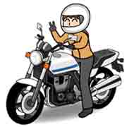 バイクにまたがっている人